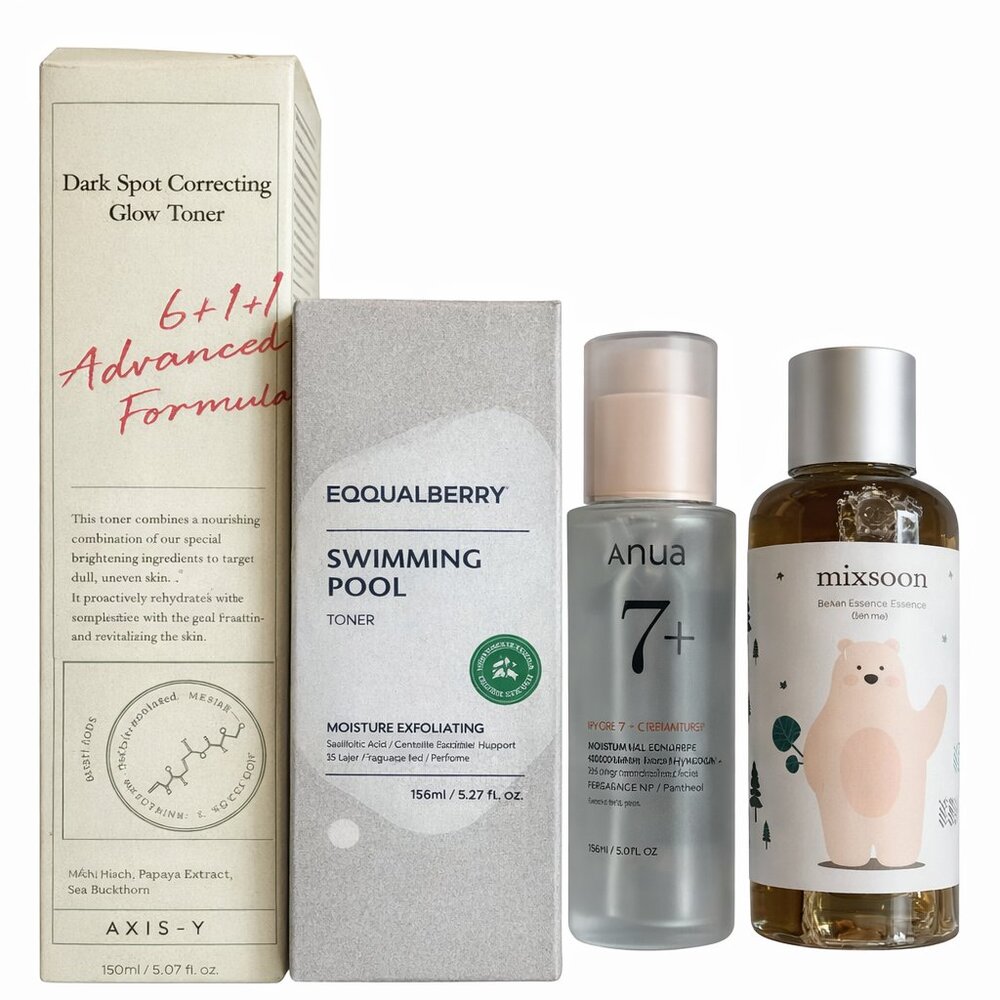 Korean Skincare Toner Serum Essence Bundle Axis-Y Anua Mixsoon Equalberry